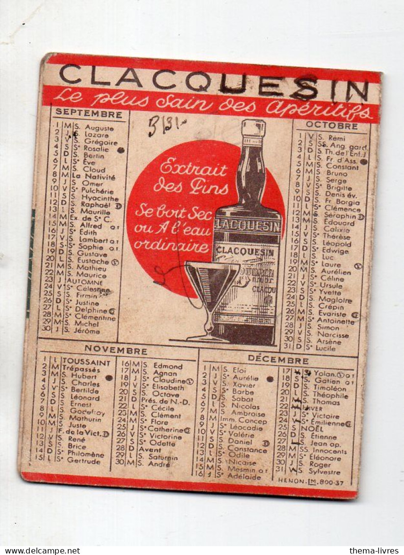 Calendrier CLACQUESIN 1937  (PPP46203) - Kleinformat : 1921-40