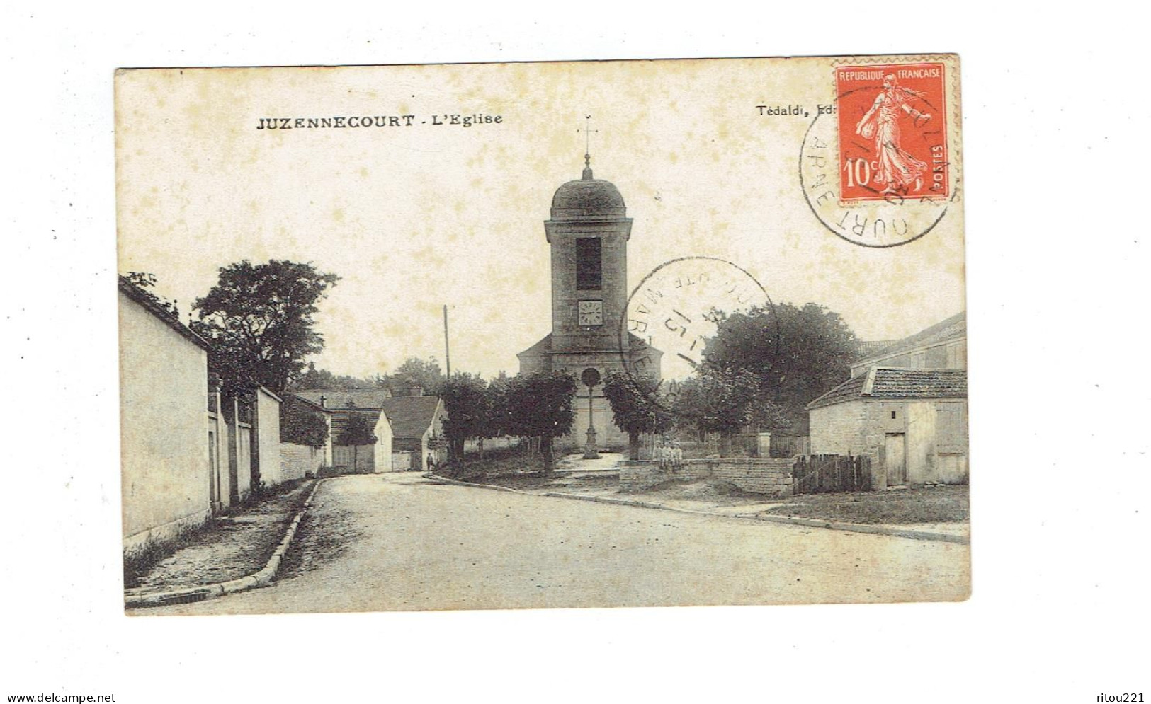 Cpa - 52 - JUZENNECOURT - L'EGLISE - 1915 - Tédaldi - - Juzennecourt