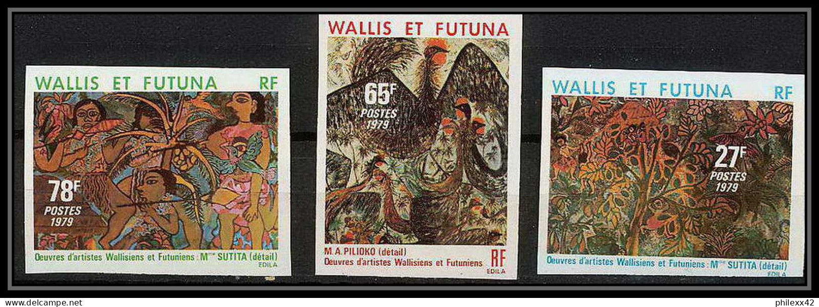 91760 Wallis Et Futuna N° 245/247 Tableau Tableaux Painting 1979 Non Dentelé Imperf ** MNH - Non Dentellati, Prove E Varietà