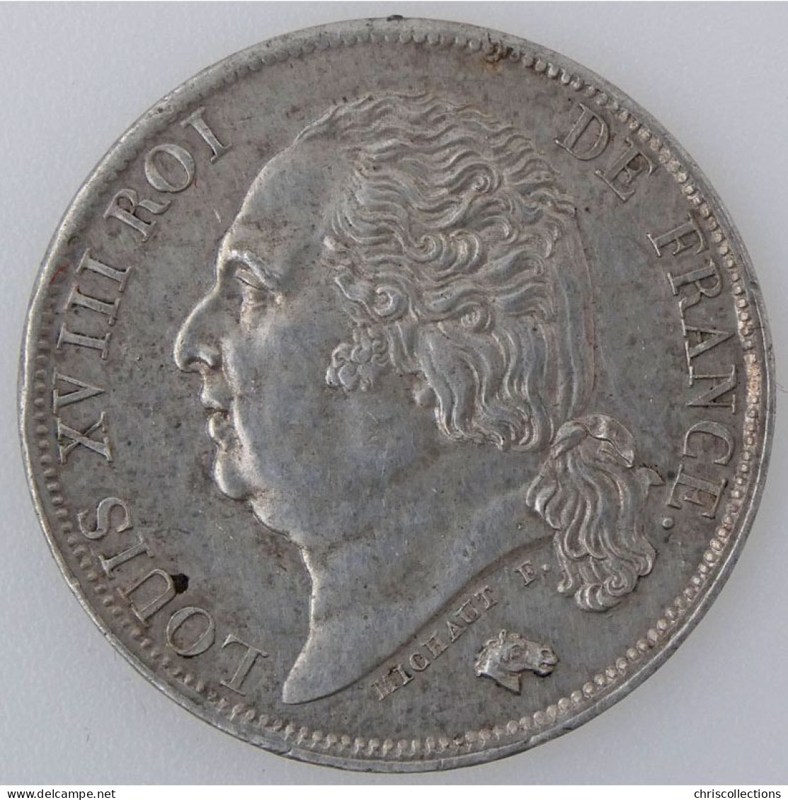 Louis XVIII, 1 Franc 1824 A, KM# 709.1, SUP - 1 Franc