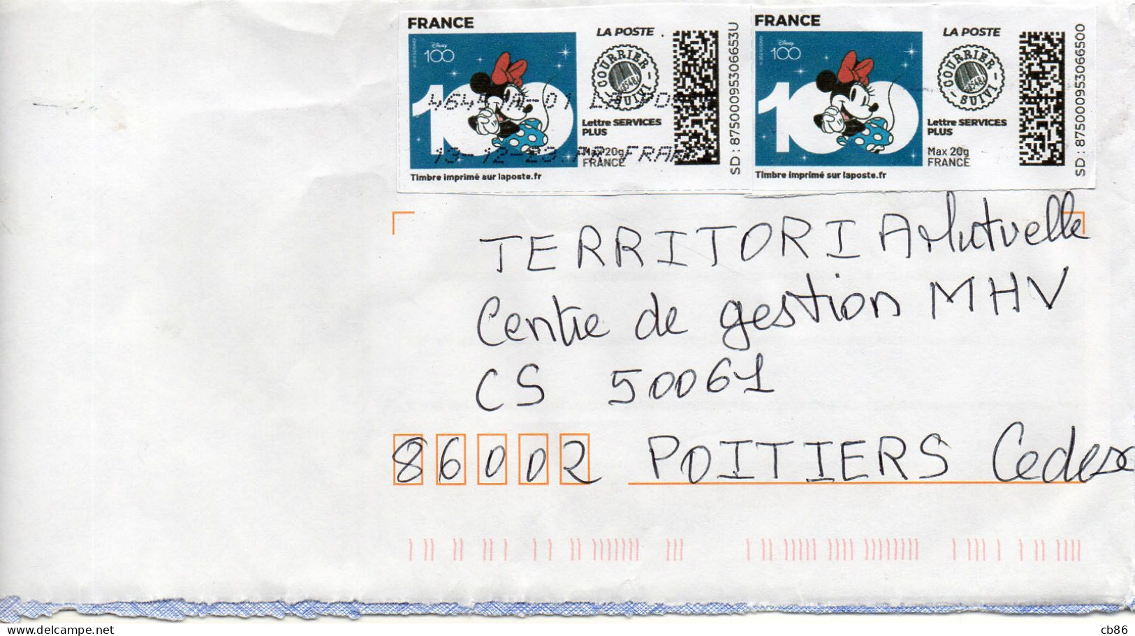 Timbre En Ligne Lettre Verte 20g Max Courrier Suivi (Mickey) Oblitération Toshiba TSC 1000 46451A-01 Du 13-12-23 - Timbres à Imprimer (Montimbrenligne)