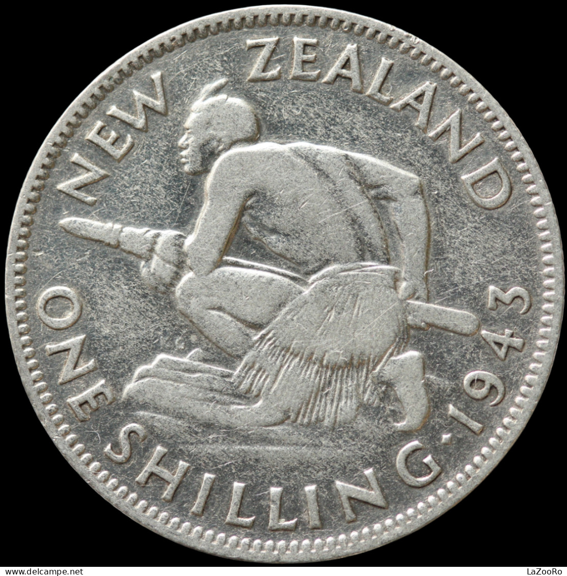 LaZooRo: New Zealand 1 Shilling 1943 VF - Silver - New Zealand