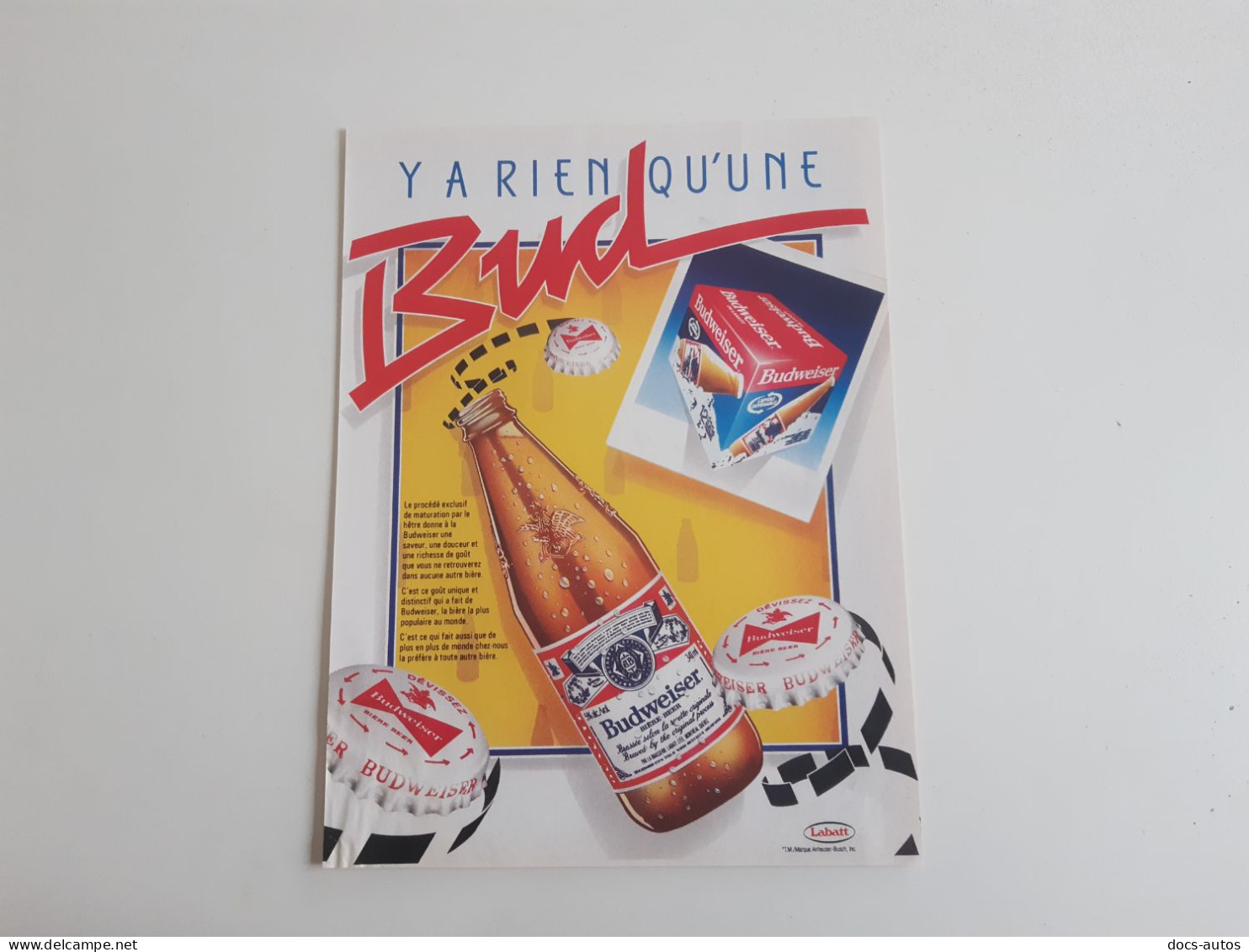Bière Budweiser - Publicité De Presse - Alkohol