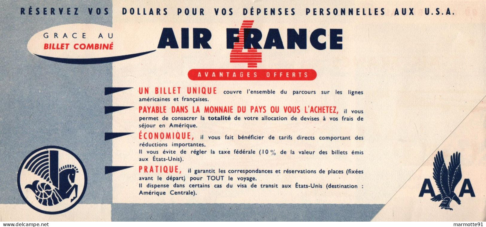 AIR FRANCE USA AMERICAN AIRLINES AVIATION CIVILE - Publicités