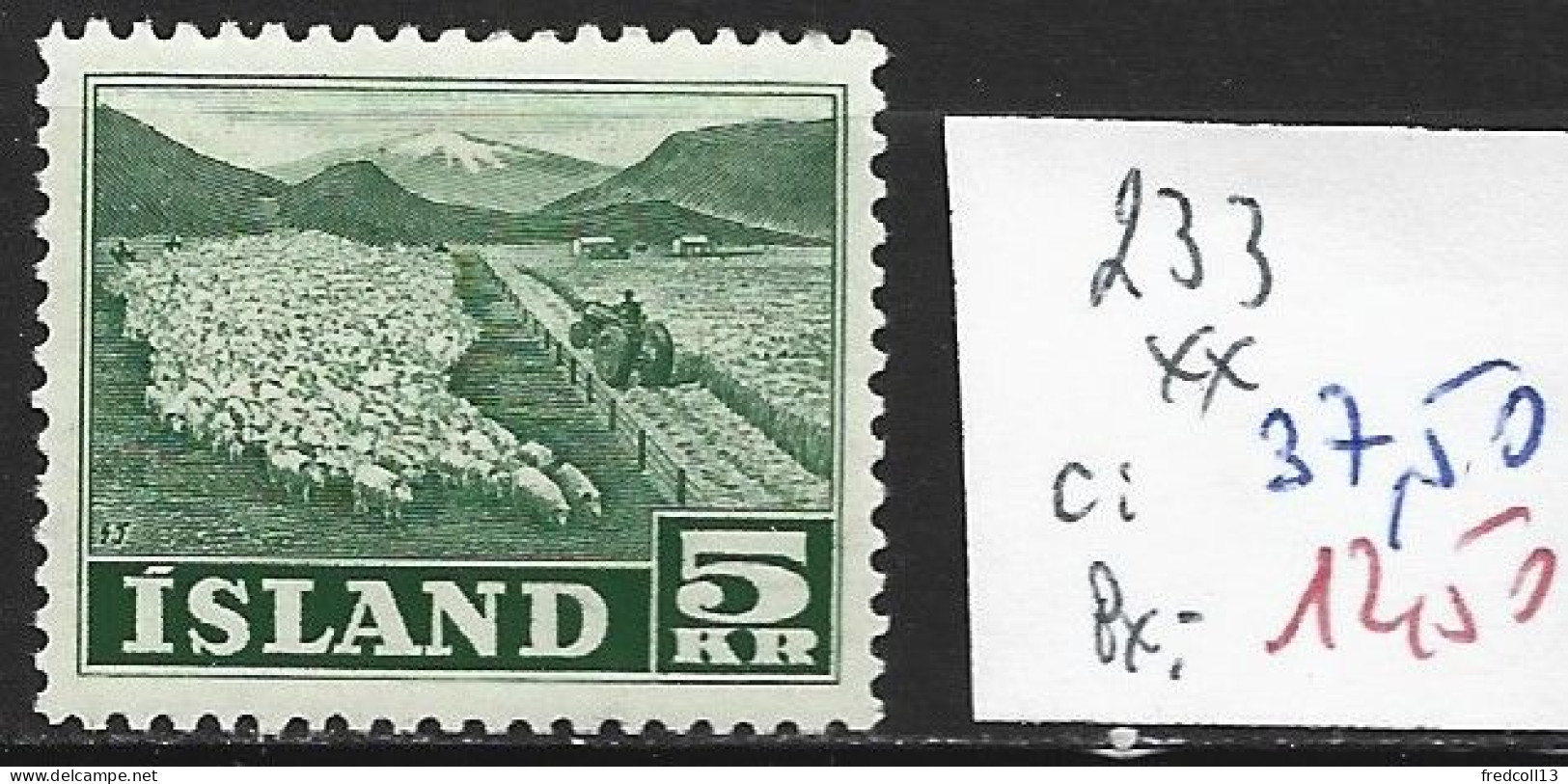 ISLANDE 233 ** Côte 37.50 € - Unused Stamps