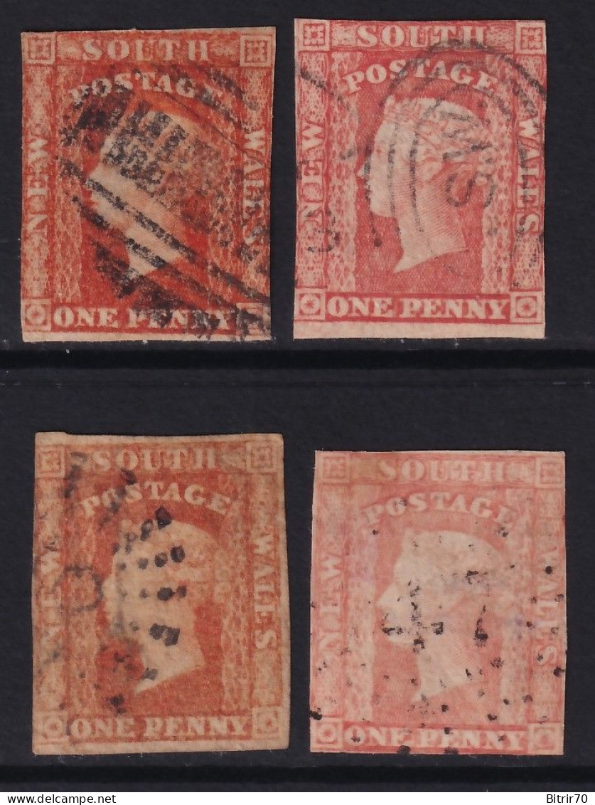 New South Wales, 1851-54, 1 P. Rojo, Distintos Tipos, - Gebraucht