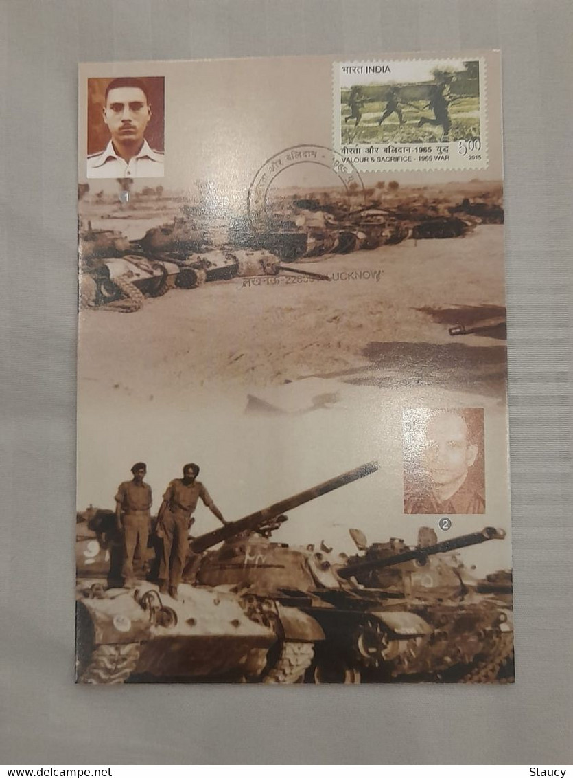 India 2015 Indo-Pak War Valour And Sacrifice Set Of 3 Picture Post Cards Stamped & Lucknow Cancelled, VeryLimited Issued - Neufs