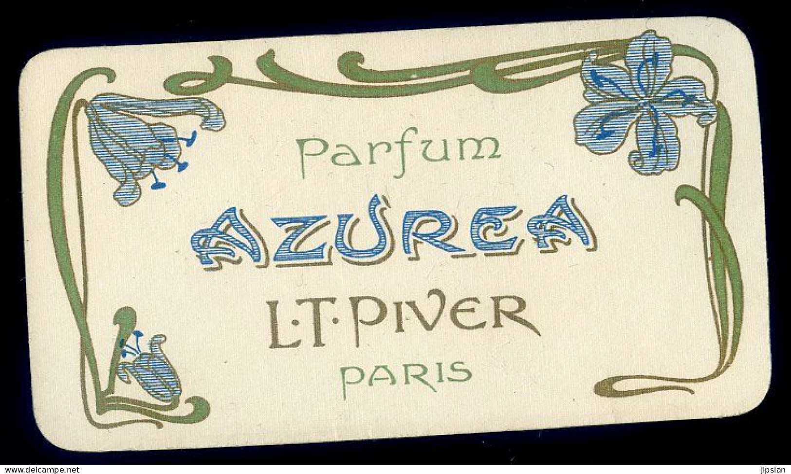 Carte Parfumée Parfum Azurea L.T. Piver Paris -- Grand Bazar Robert à Vire Calvados STEP15 - Vintage (until 1960)