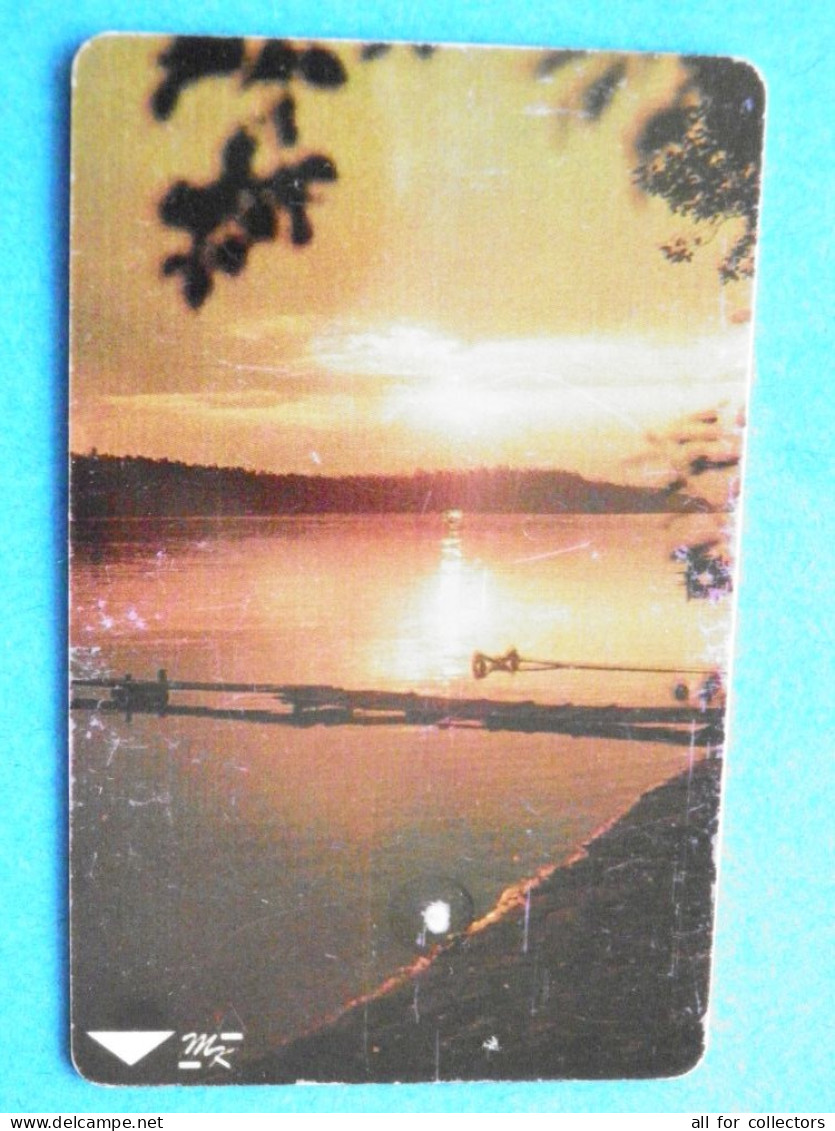 Phonecard Chip UKRAINE 1998 SUNSET OVER DNIPRO RIVER Bridge 3360 Units Prefix Nr. BV (in Cyrillic) - Ukraine