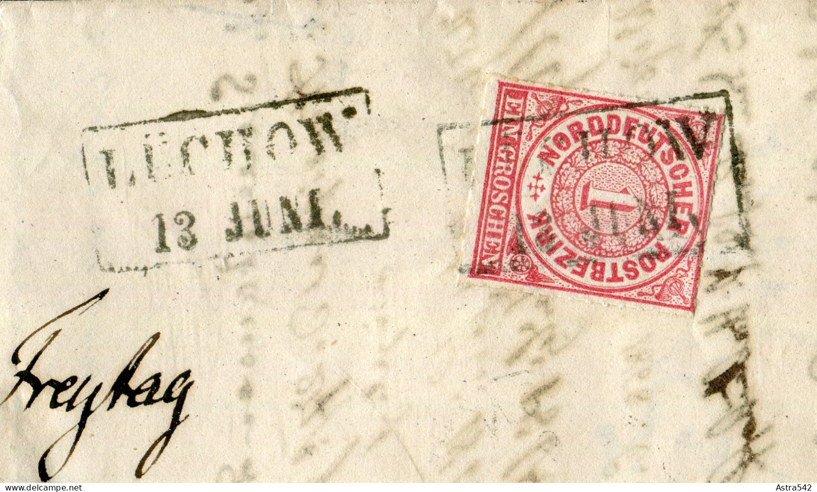 "NDP" 1868, Mi. 4 EF Auf Faltbrief R2 "LUECHOW", Inhalt ! (7452) - Postwaardestukken