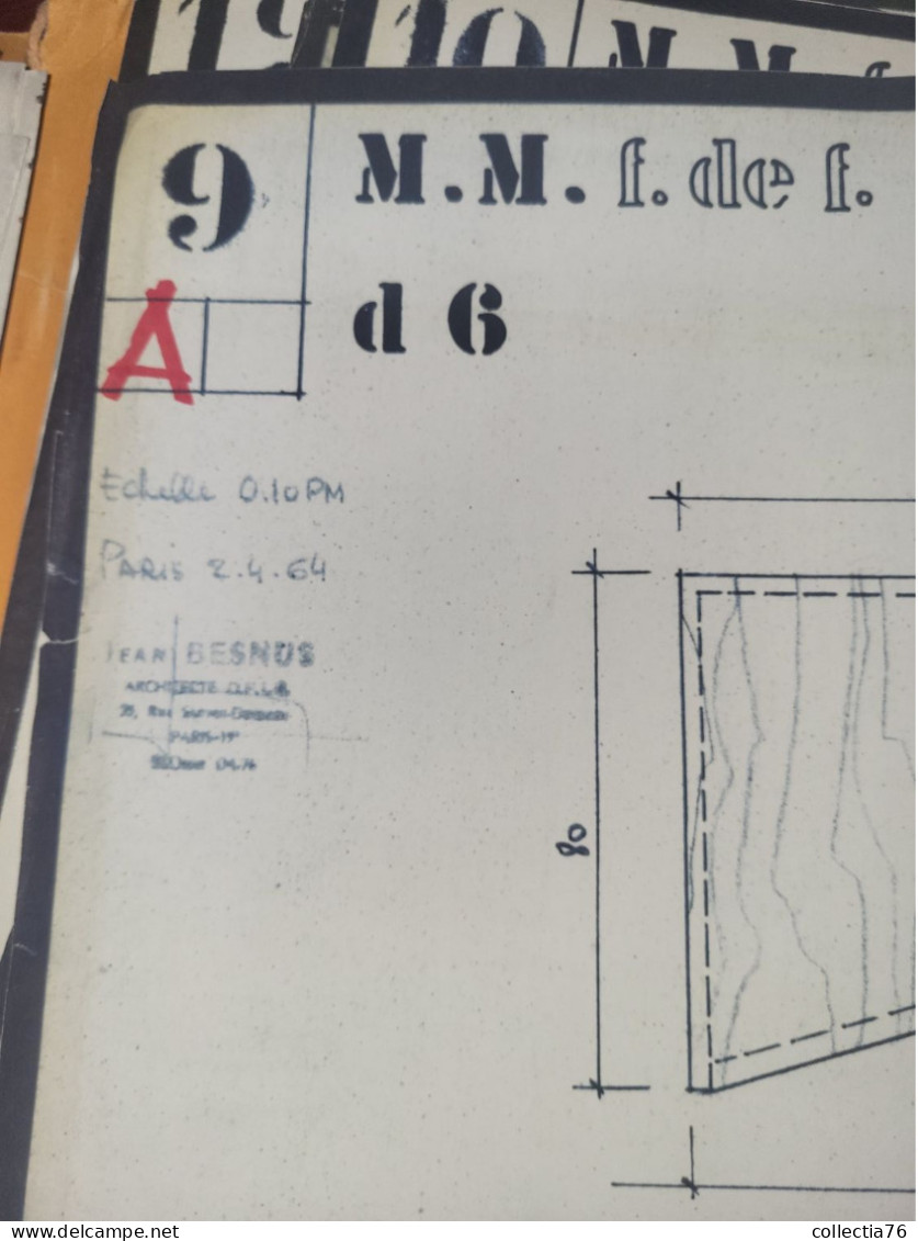 VIEUX PAPIERS PLANS MARTINIQUE FORT DE FRANCE PLAN MAISON ARCHITECTURE MAGASIN MARSAN JEAN BESNUS 1964