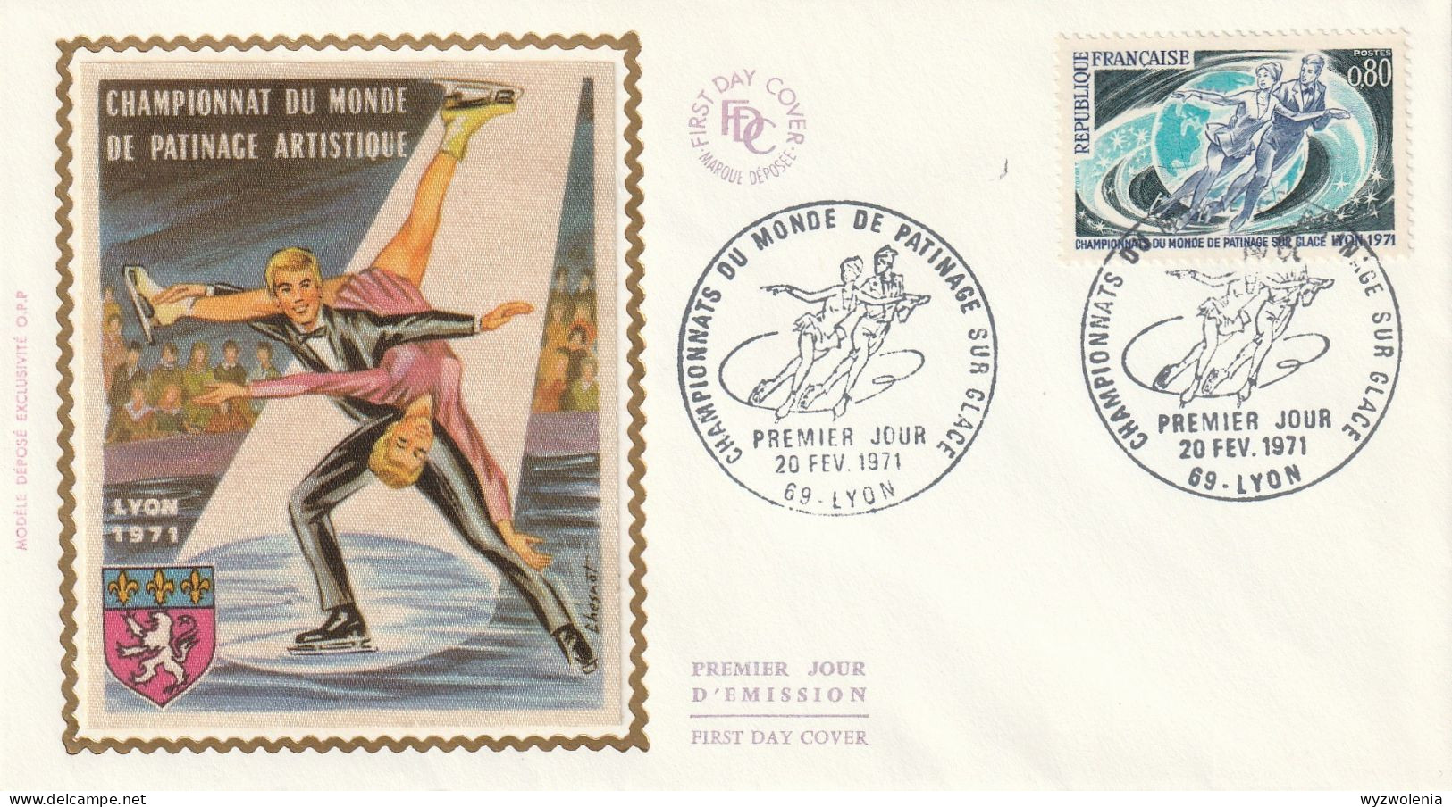 M 1399) Frankreich 1971 Mi# 1739 FDC: Weltmeisterschaft Eiskunstlauf - Paarlauf - Patinaje Artístico