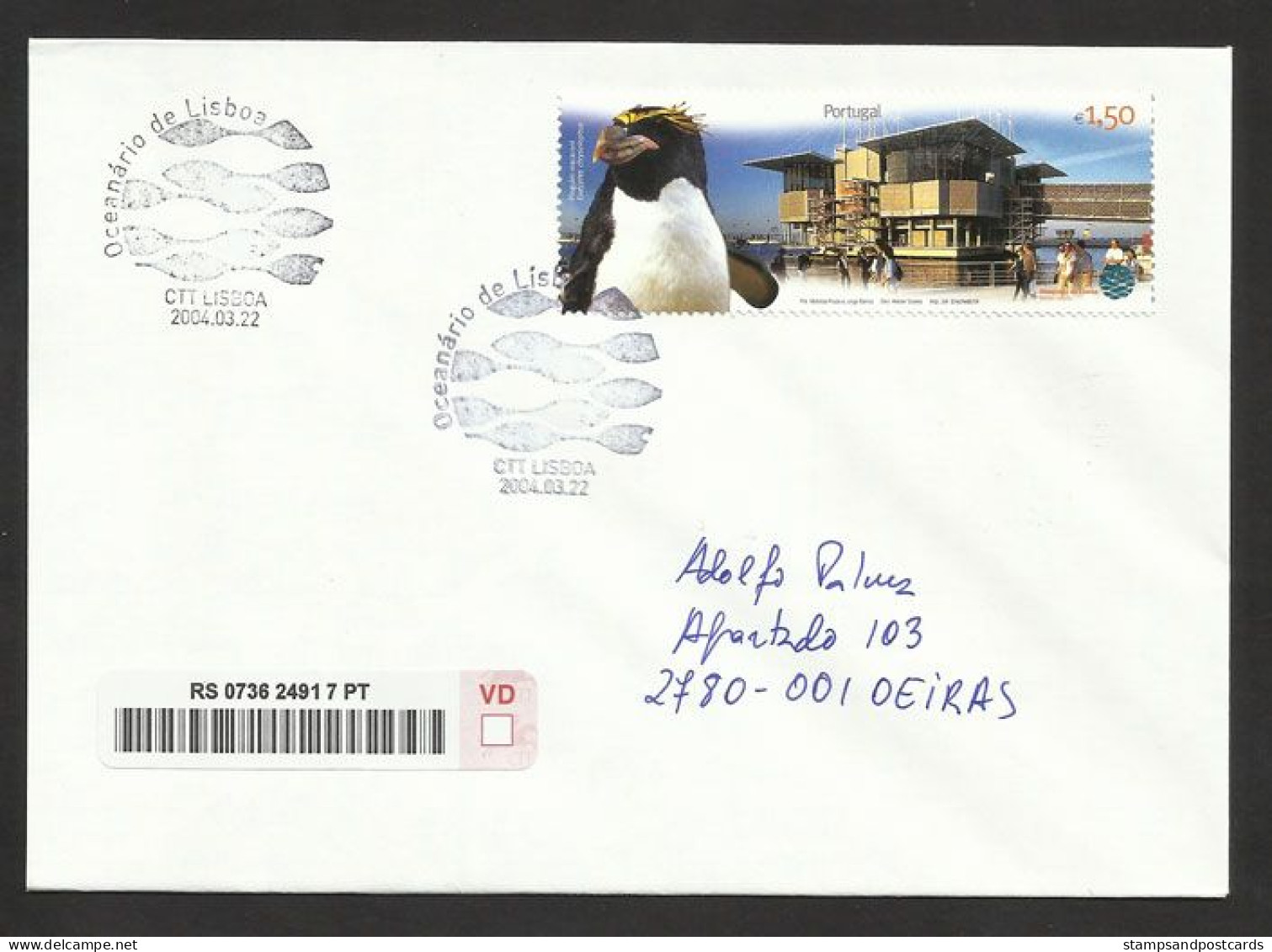 Portugal Pingouin Gorfou Doré Oceanarium De Lisbonne FDC Recommandée 2004 Macaroni Penguin Registered FDC - Pinguïns & Vetganzen