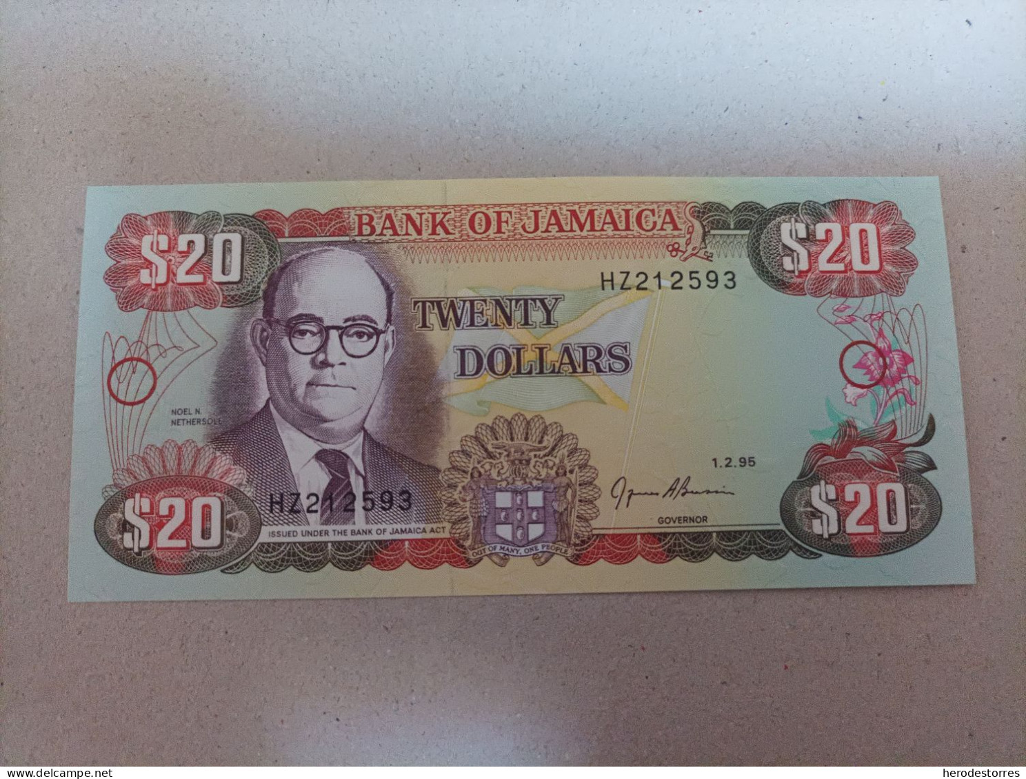 Billete De Jamaica De 20 Dolares, Año 1995, UNC - Jamaica