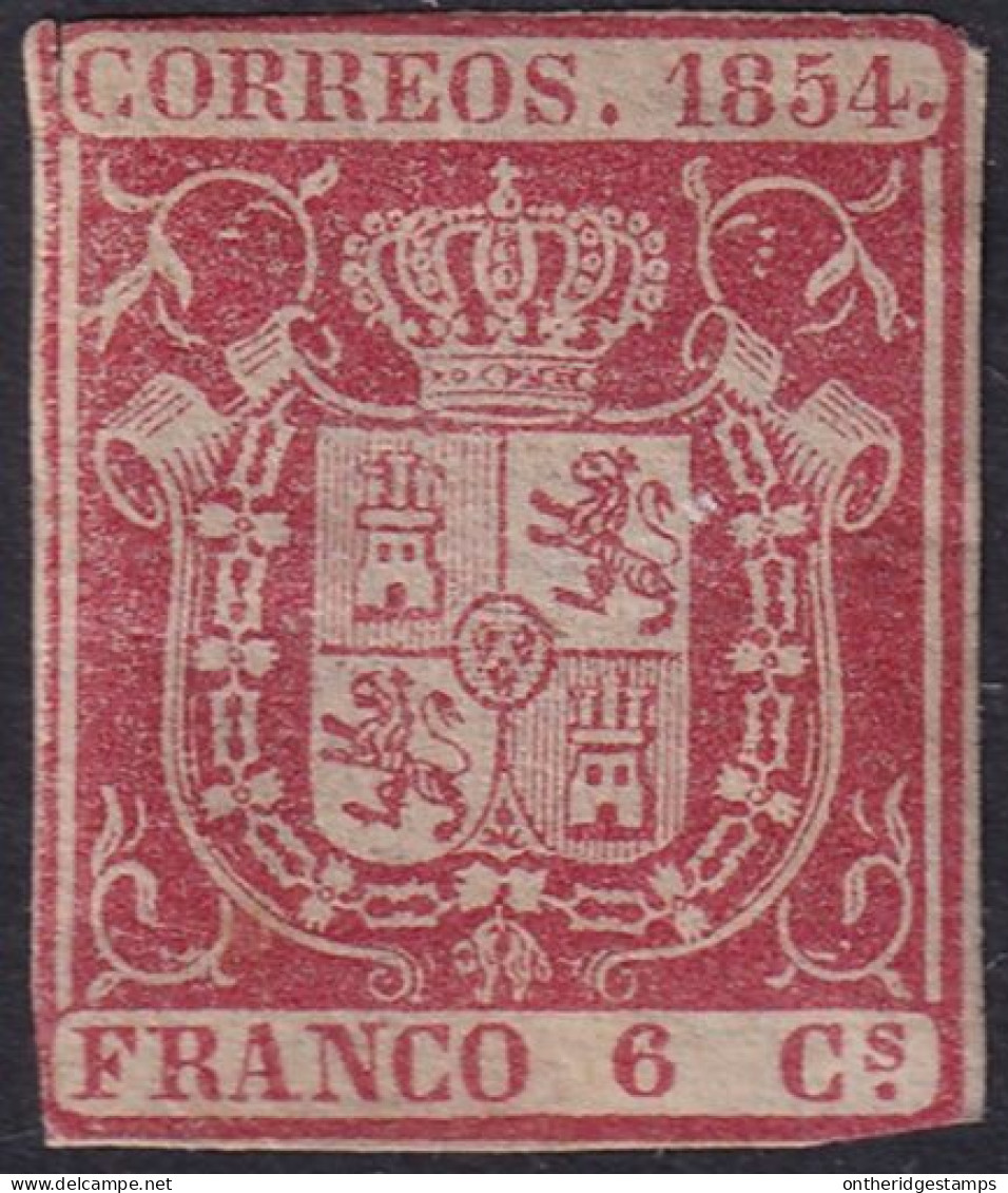 Spain 1854 Sc 26 España Ed 24 MLH* Partial Gum Small Cut At Top Left - Nuovi