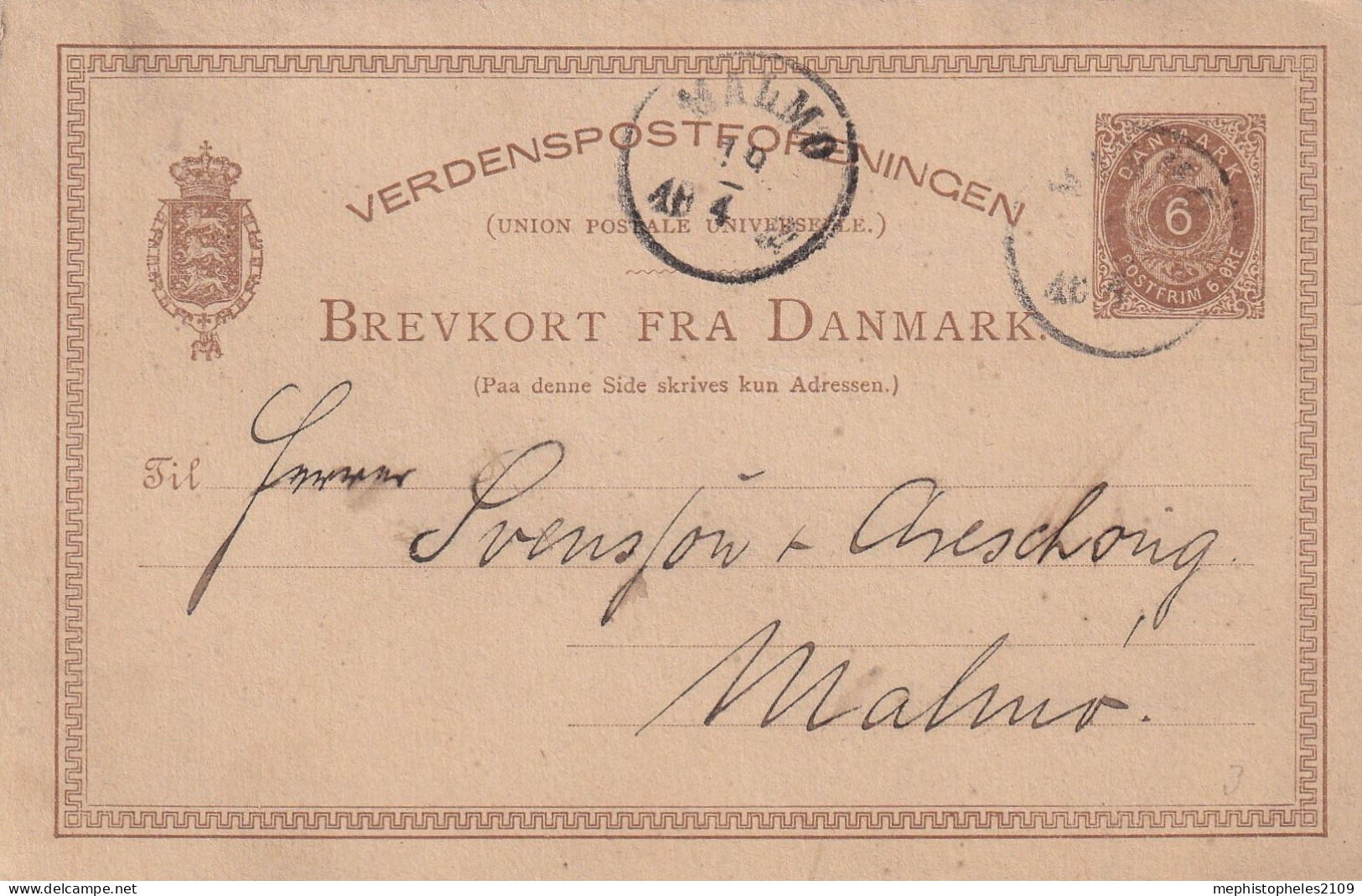 DENMARK - 6o Postcard To Malmö - Lettres & Documents