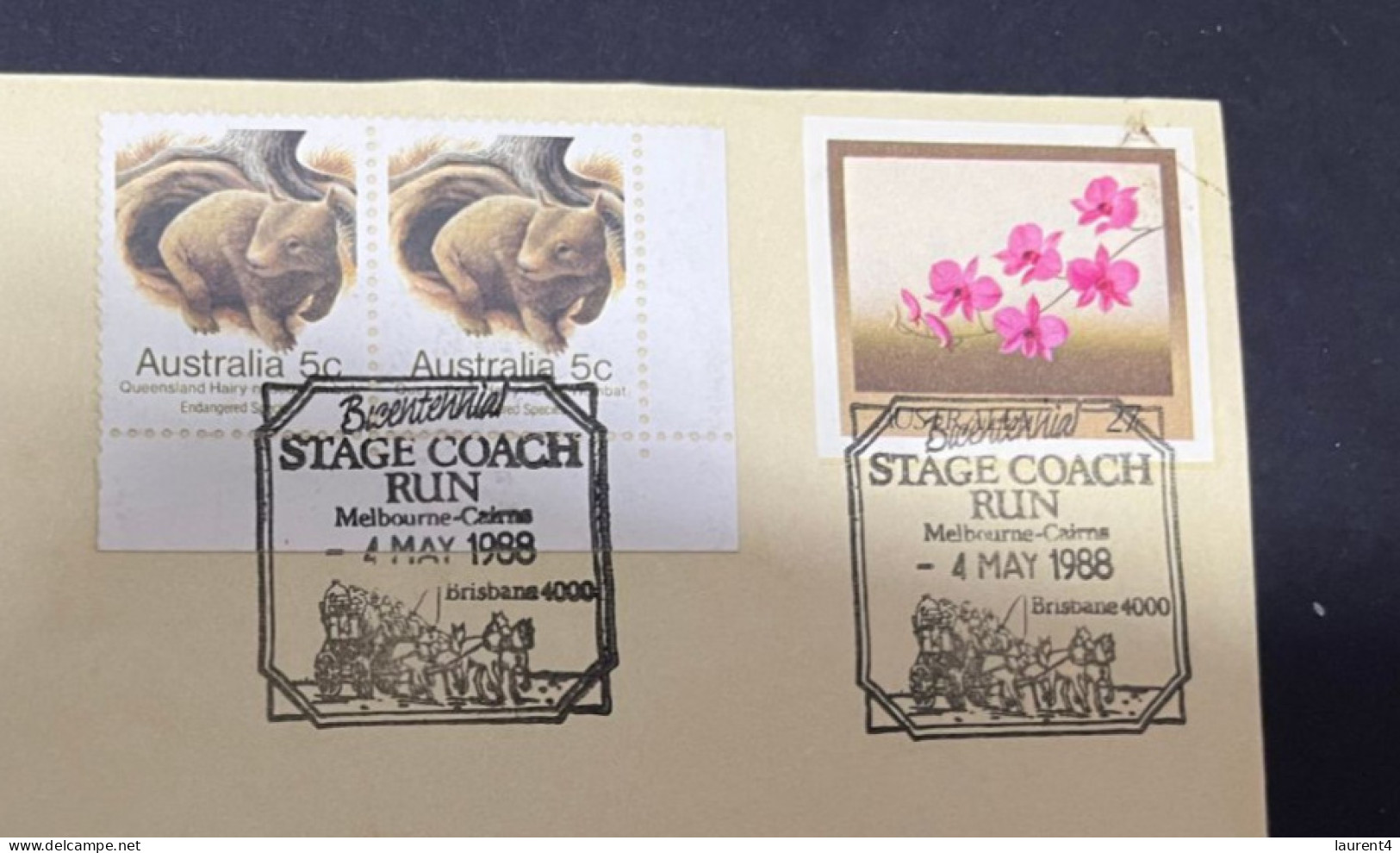 1-2-2024 (3 X 4) Australia FDC - 1988 - Bicentenial Stage Coach Run - Mlebourne To Cairns - Cartas & Documentos