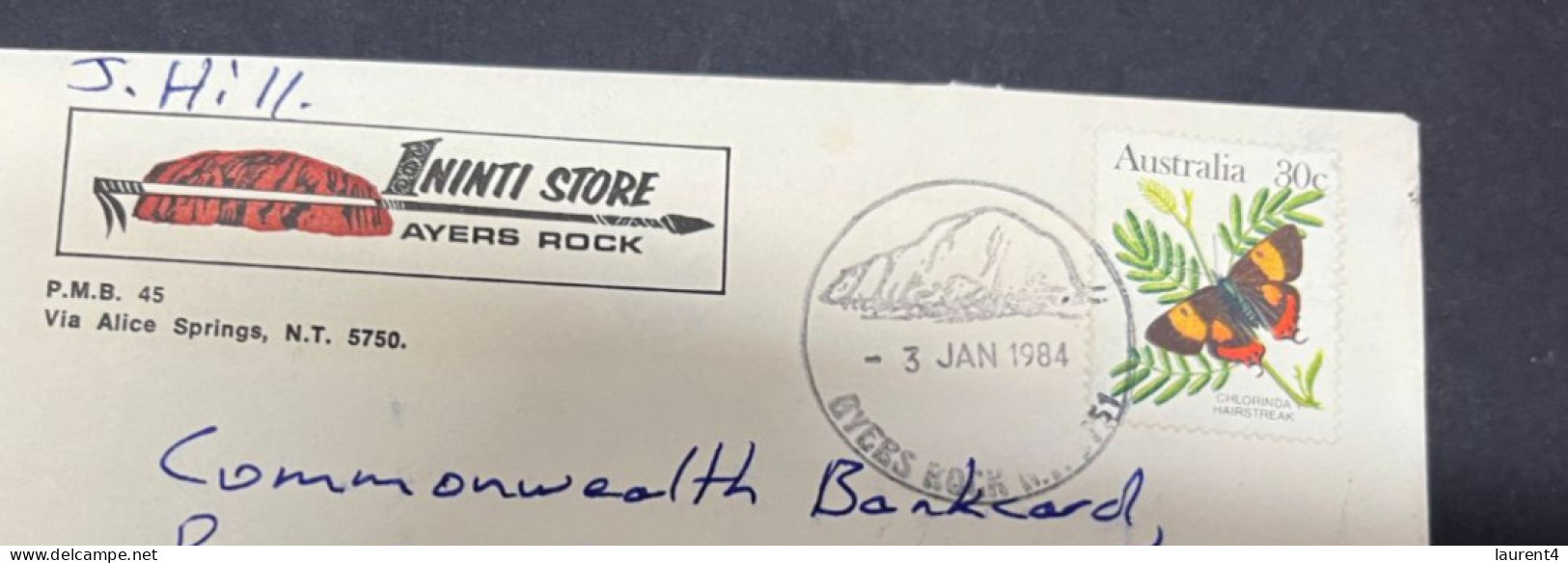 1-2-2024 (3 X 4) Australia FDC - 1984 - NT - Ayers Rck (now Called Uluru) (specail Postmark) - Cartas & Documentos