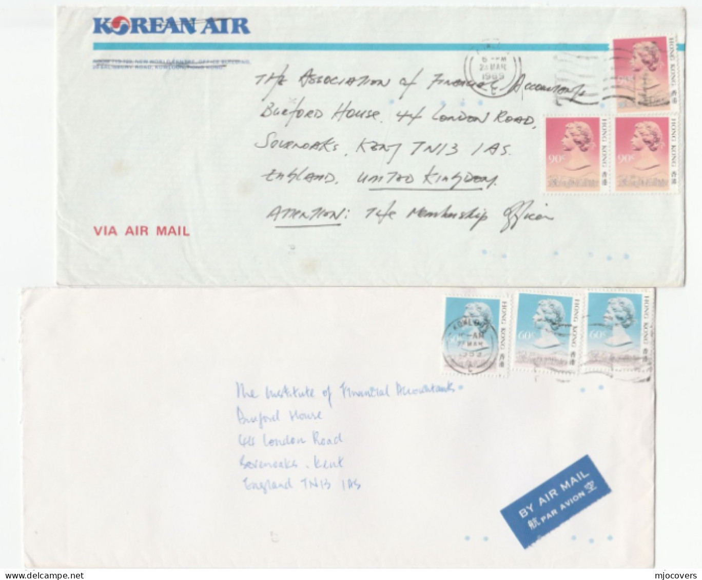 Collection  1980s -1990s HONG KONG AIR MAIL COVERS Various Stamps To GB  China Cover - Briefe U. Dokumente