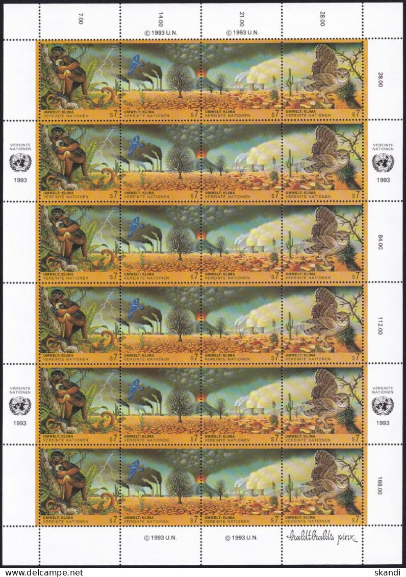 UNO WIEN 1993 Mi-Nr: 156/59 Kleinbogen ** MNH - Blocks & Kleinbögen