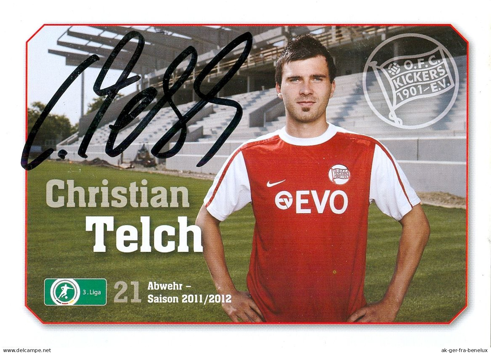 AK Christian Telch Offenbacher OFC Kickers 11-12 Mainz Armsheim RW Rot-Weiss Essen Eintracht Trier FC 08 Homburg-Saar - Handtekening