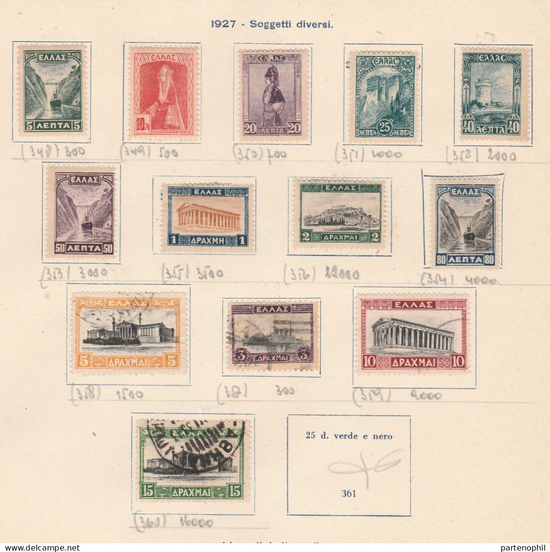 687 - Grecia 1862/1940 - Inizio di collezione di francobolli usati montata in fogli d’album, anche una piccola sezione d