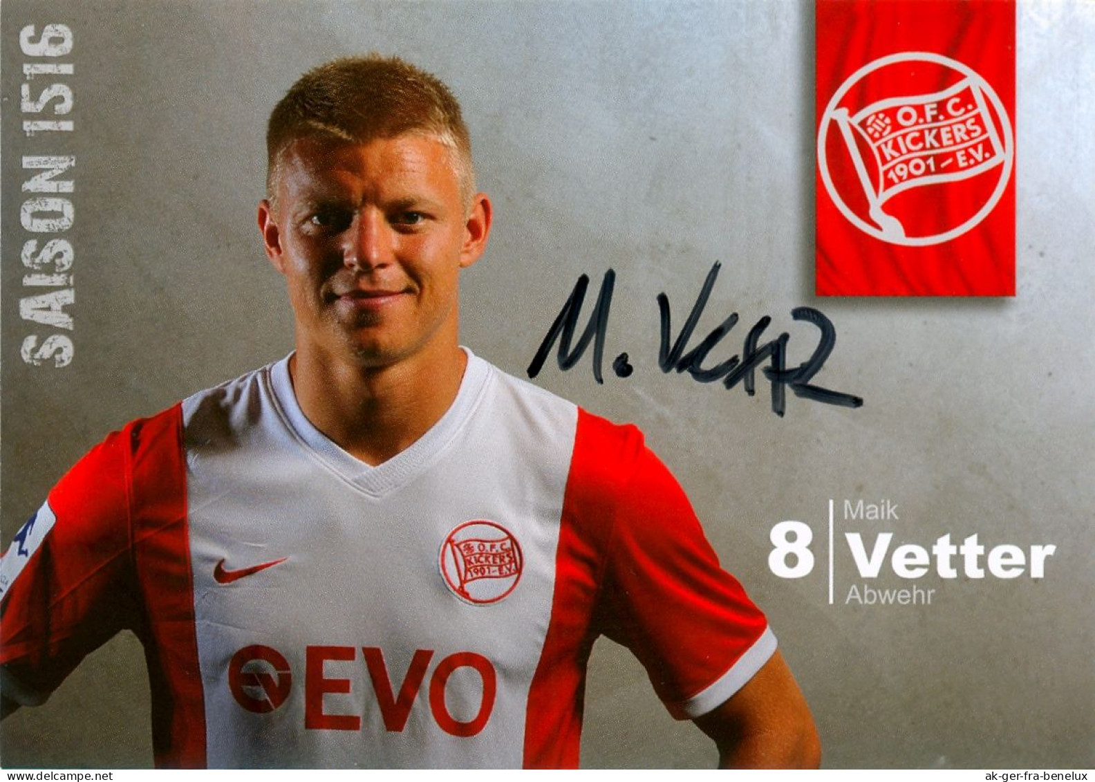 AK Maik Vetter Offenbacher Kickers 15-16 OFC Offenbach Am Main KSV Klein-Karben SV Wehen Wiesbaden Frankfurt Fußball - Autographes