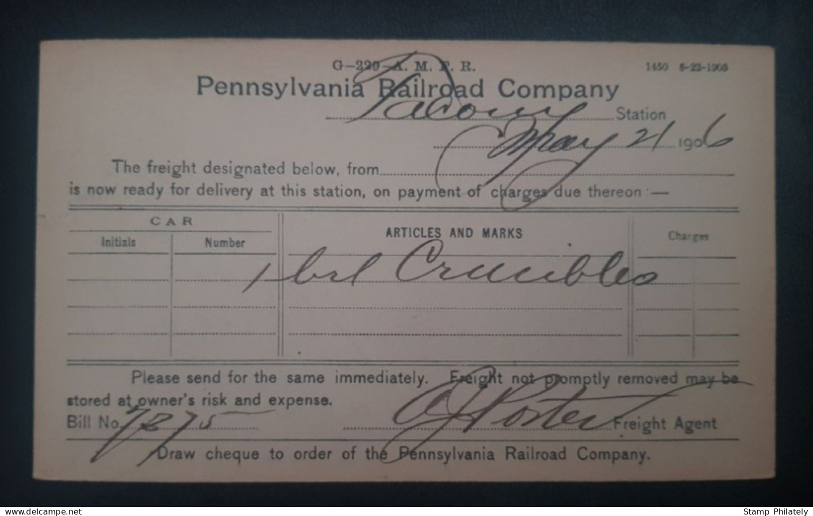 United States Postal Stationary 1903 Used Railroad Company Tacony Cancel - Philadelphia