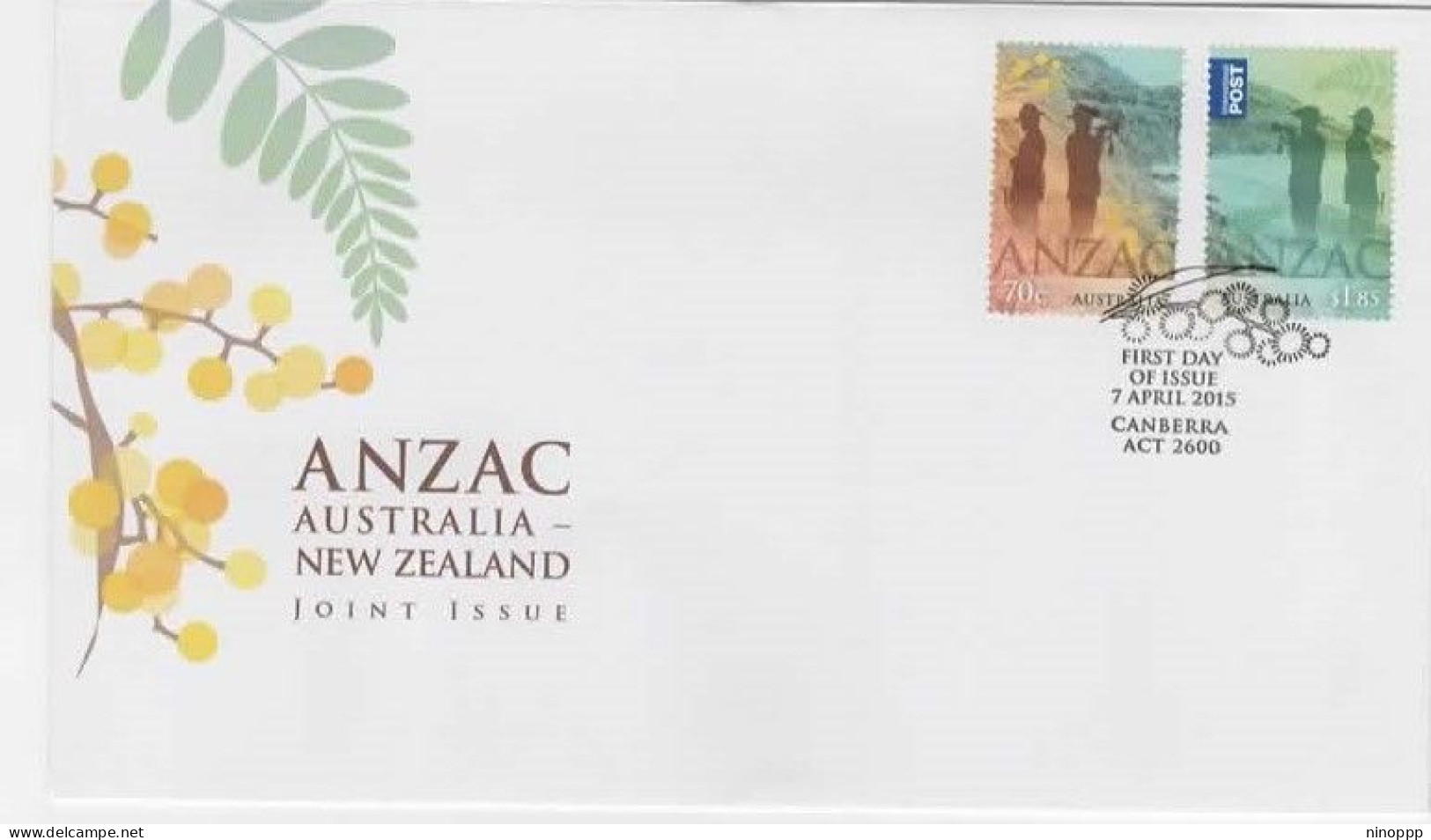 Australia 2015 Anzac Australia-New Zealand Joint Issue   FDC - Postmark Collection