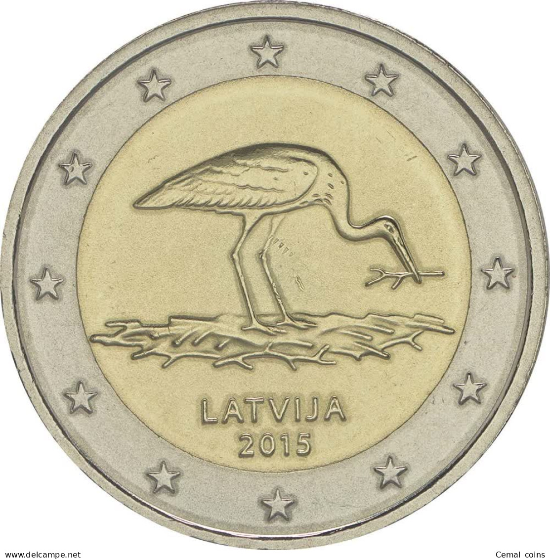 2 Euro 2015 Latvian Commemorative Coin - Stork. - Lettland