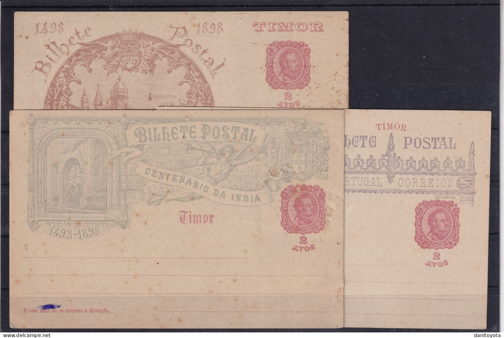 Timor. Conjunto De 3 Enteros Postales Diferentes Y De 1898 - Timor Oriental