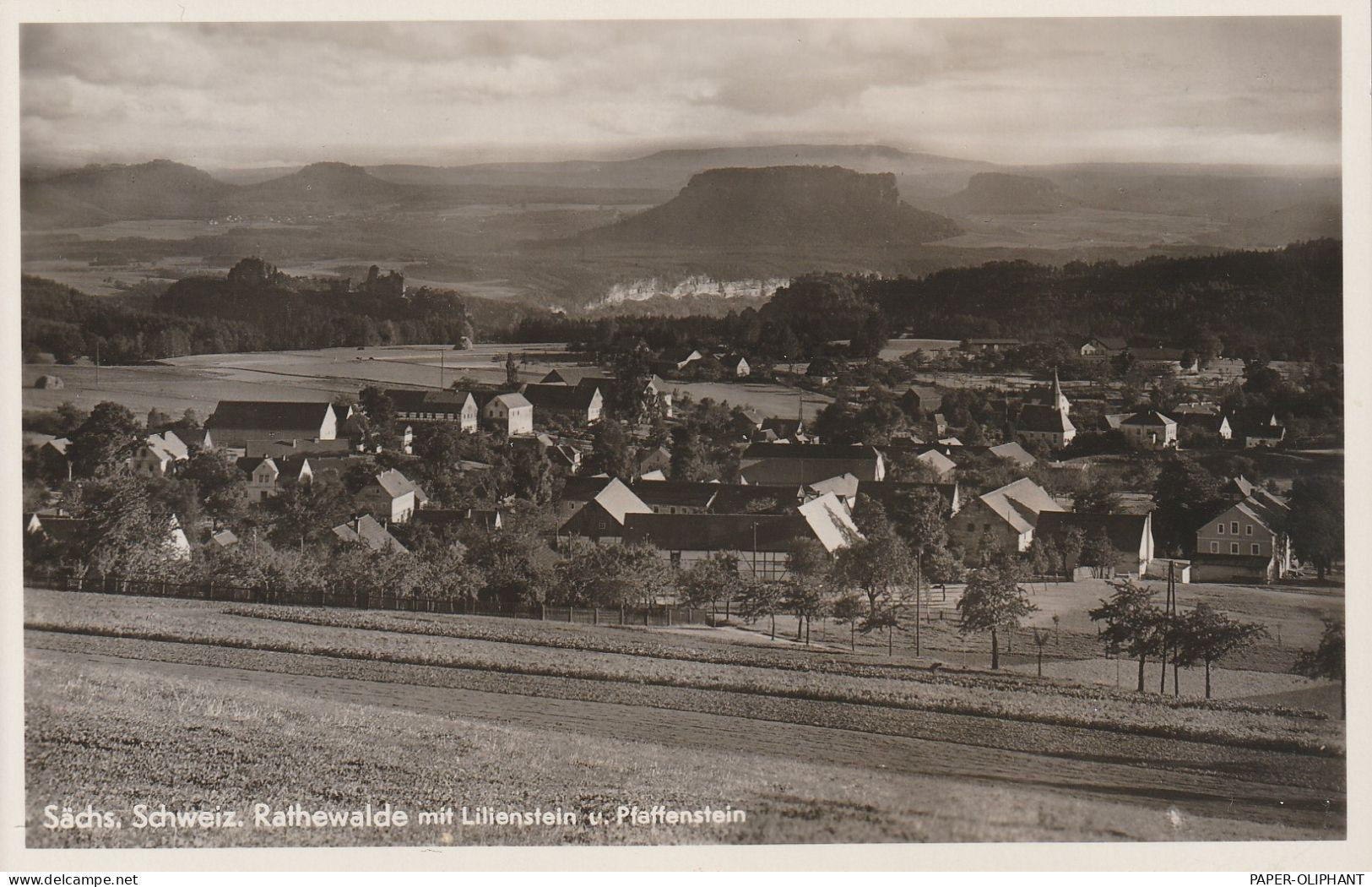 0-8352 HOHNSTEIN - RATHEWALDE, Blick über Den Ort  Auf Lilienstein Und Pfaffenstein, Verlag Metz - Tübingen - Hohnstein (Saechs. Schweiz)