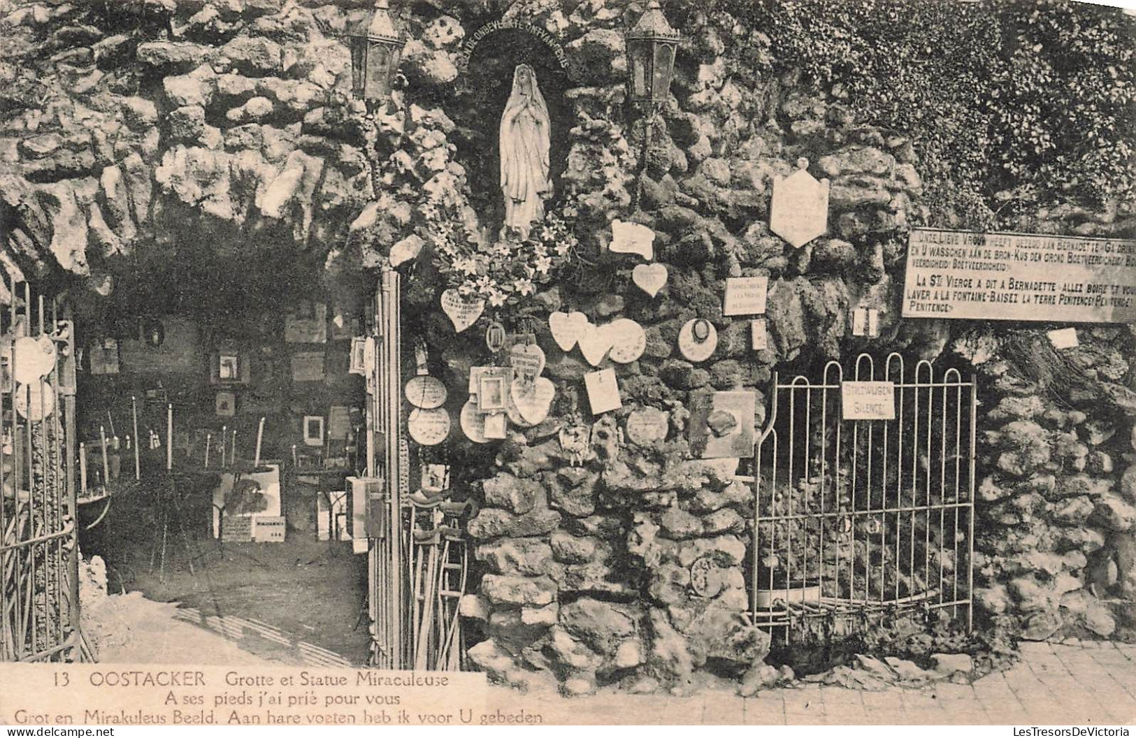 BELGIQUE - Oostacker - Grotte Et Statue Mairaculeuse - A Ses Pieds J'ai Prié Pour Vous - Carte Postale Ancienne - Gent