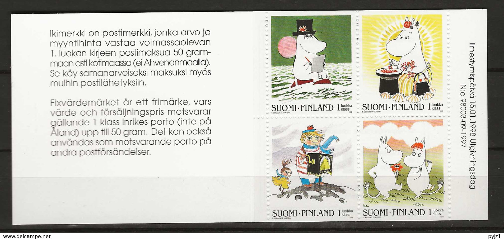 1998 MNH  Booklet, Finland Mi MH50  Postfris** - Cuadernillos