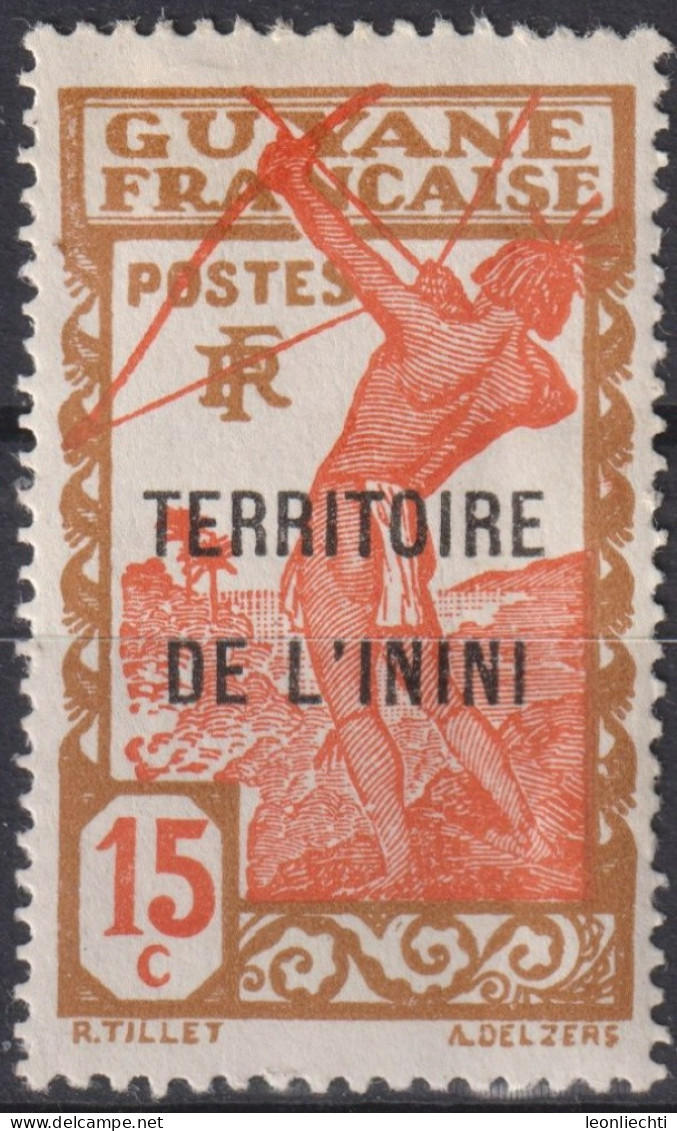 1932 Frankreich- Inini  *F Mi:FR-INI 5, Sn:FR-INI 7, Yt:FR-INI 6, Native Firing Arrow, Guyane Overprint Inini (I) - Gebruikt