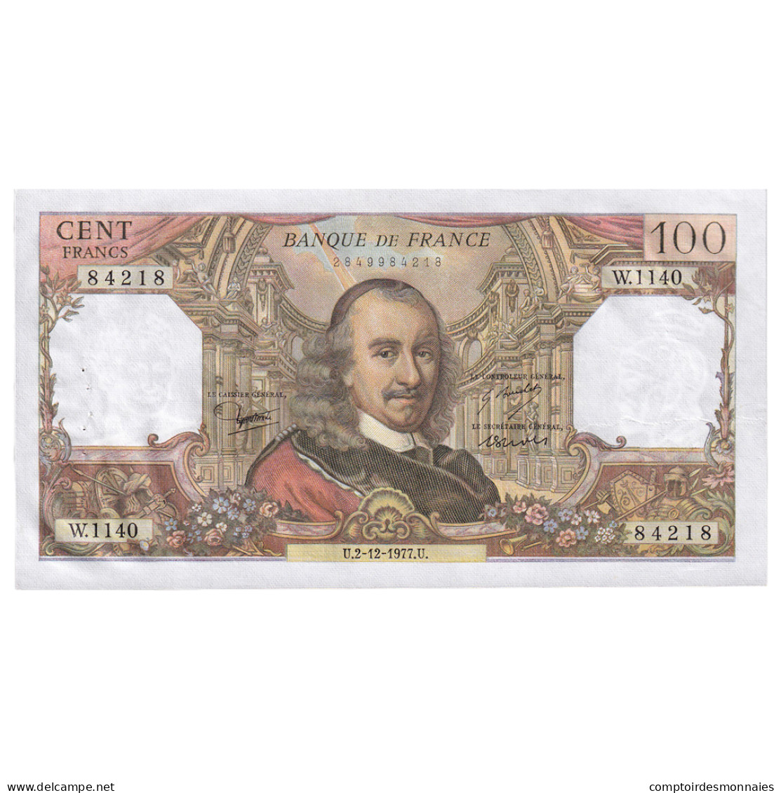 France, 100 Francs, Corneille, 1977, W.1140, TTB+, Fayette:65.60, KM:149f - 100 F 1964-1979 ''Corneille''