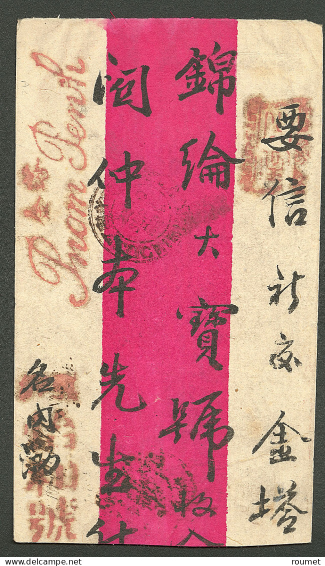 Lettre Cad "Cholon/Cochinchine", Sur Indochine 19 Au Verso D'une Enveloppe De Mandarin Adressée à Pnom Penh, 1902. - TB - Cambodja