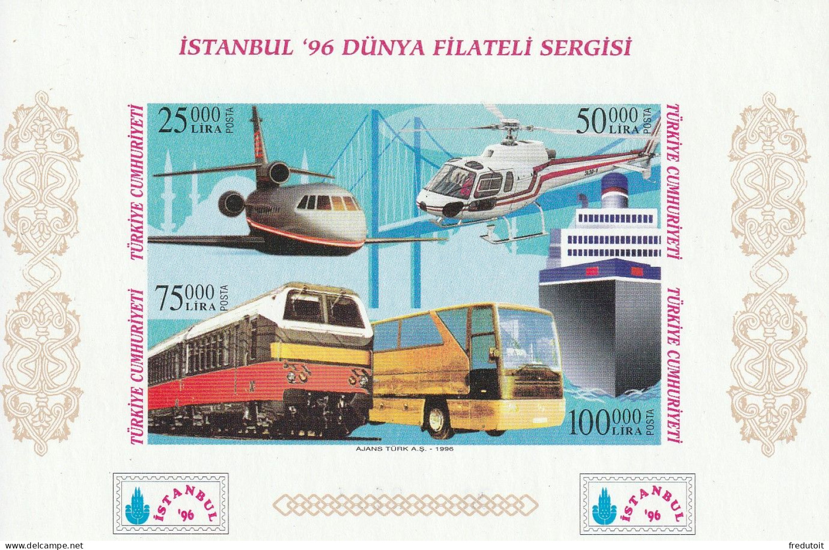 TURQUIE - BLOC N°34b ** NON DENTELE (1996) "Istanbul'96" En Rouge - Blocks & Sheetlets