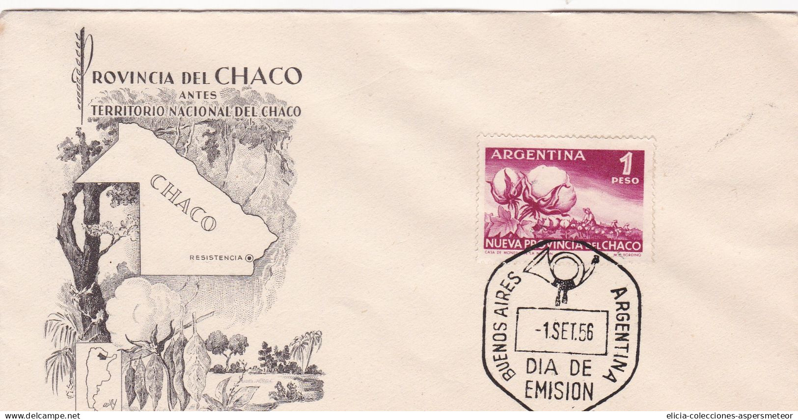 Argentina - 1956 - FDC - Chaco - New Province - Caja 30 - FDC