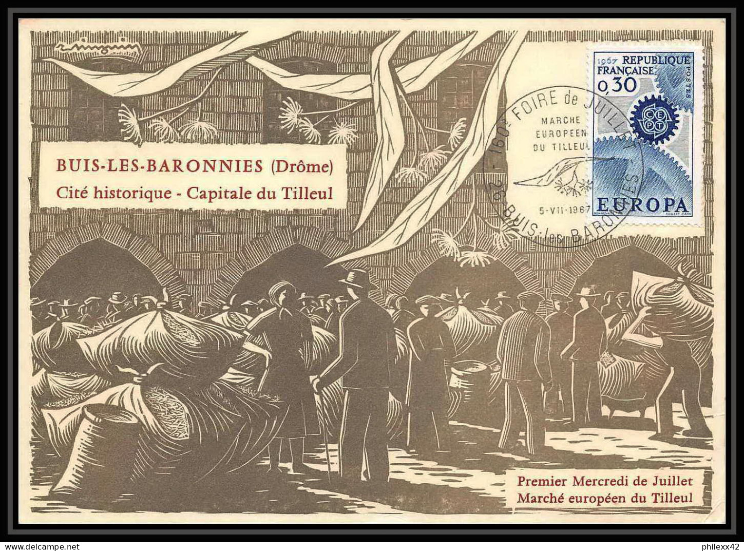 2111/ Carte Maximum (card) France N°1521 Europa 1967 Buis Les Baronnies Bois Simonin - 1967