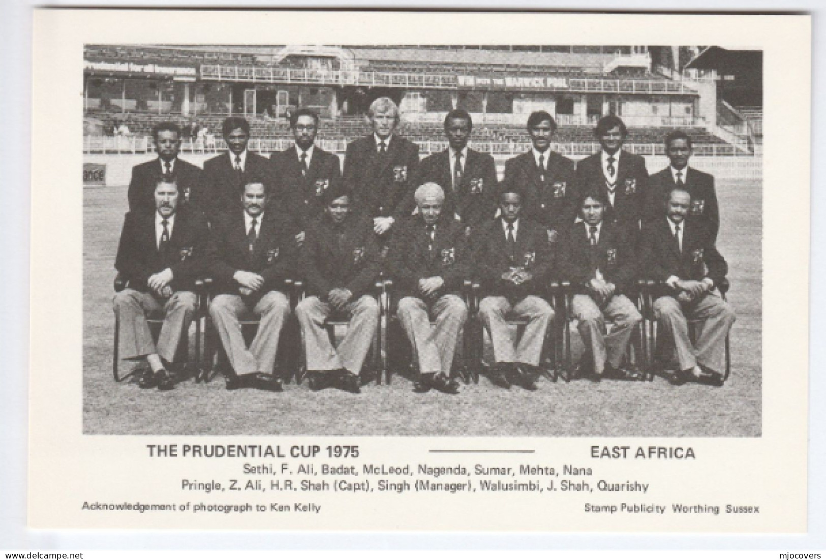 Prudential Cup  EAST AFRICA Cricket TEAM  Postcard 1975 Published In Worthing GB Sport - Cricket