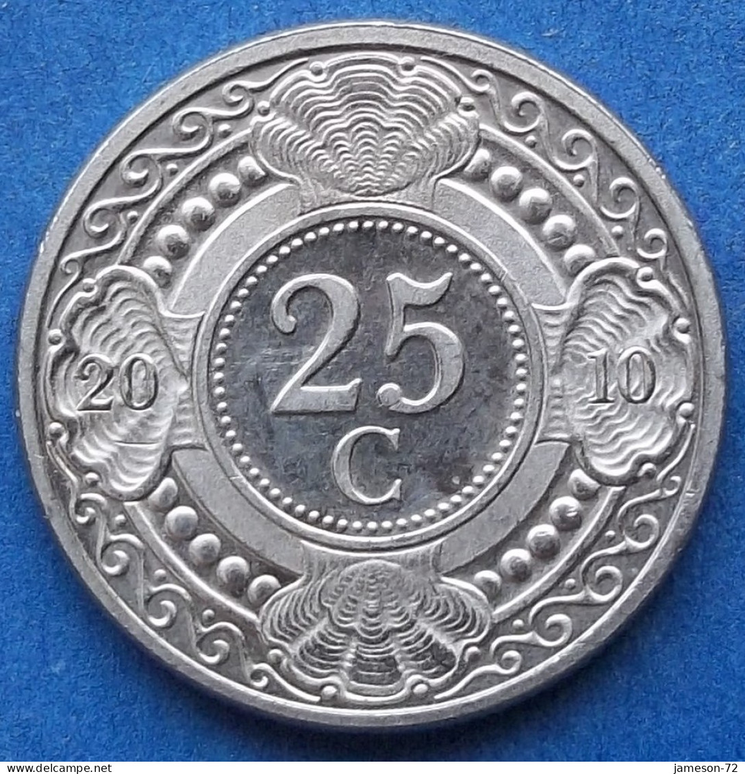 NETHERLANDS ANTILLES- 25 cents 2010 "Orange Blossom" KM# 35 Beatrix (1980-2013) - Edelweiss Coins
