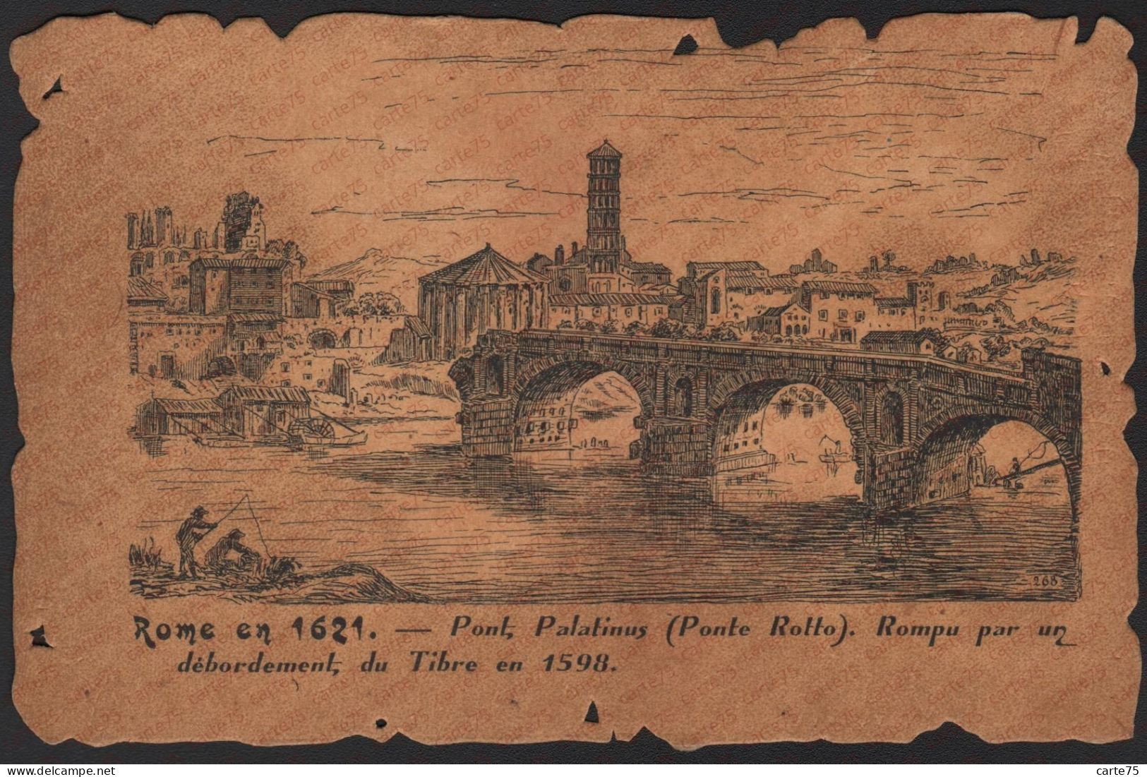 CPA Rome En 1621 Pont Palatinus Ponte Rotto Collection Historique De La France Cabinet Des Estampes BNF Italie Italia - Bridges