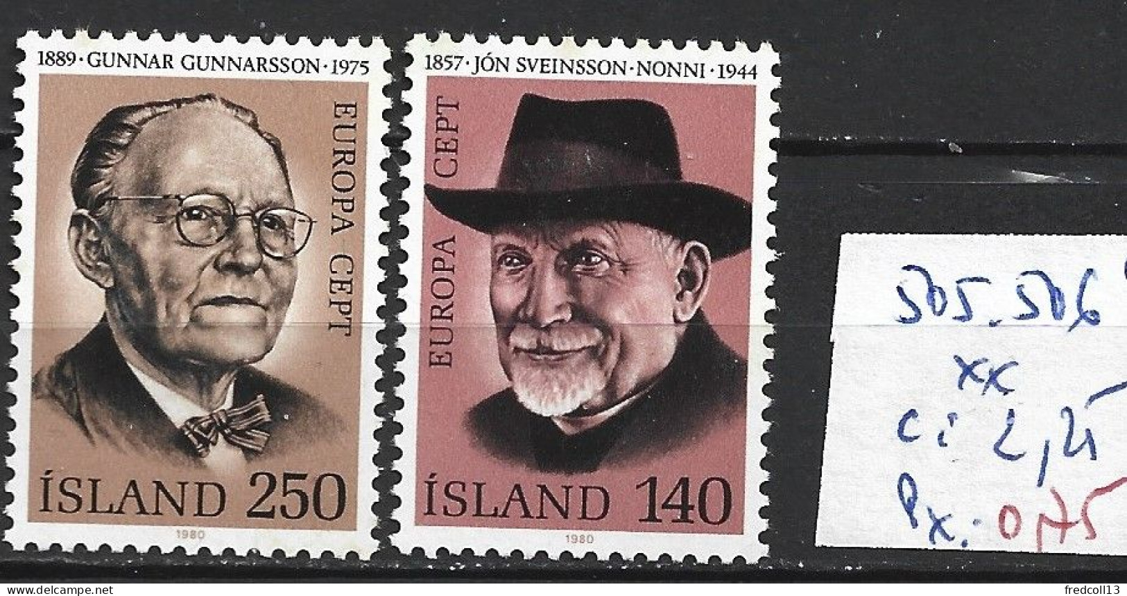 ISLANDE 505-06 ** Côte 2.25 € - 1980