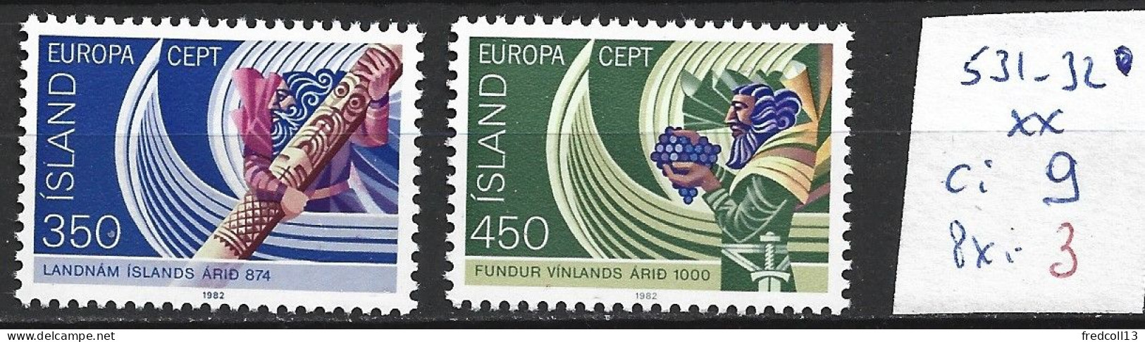 ISLANDE 531-32 ** Côte 9 € - 1982