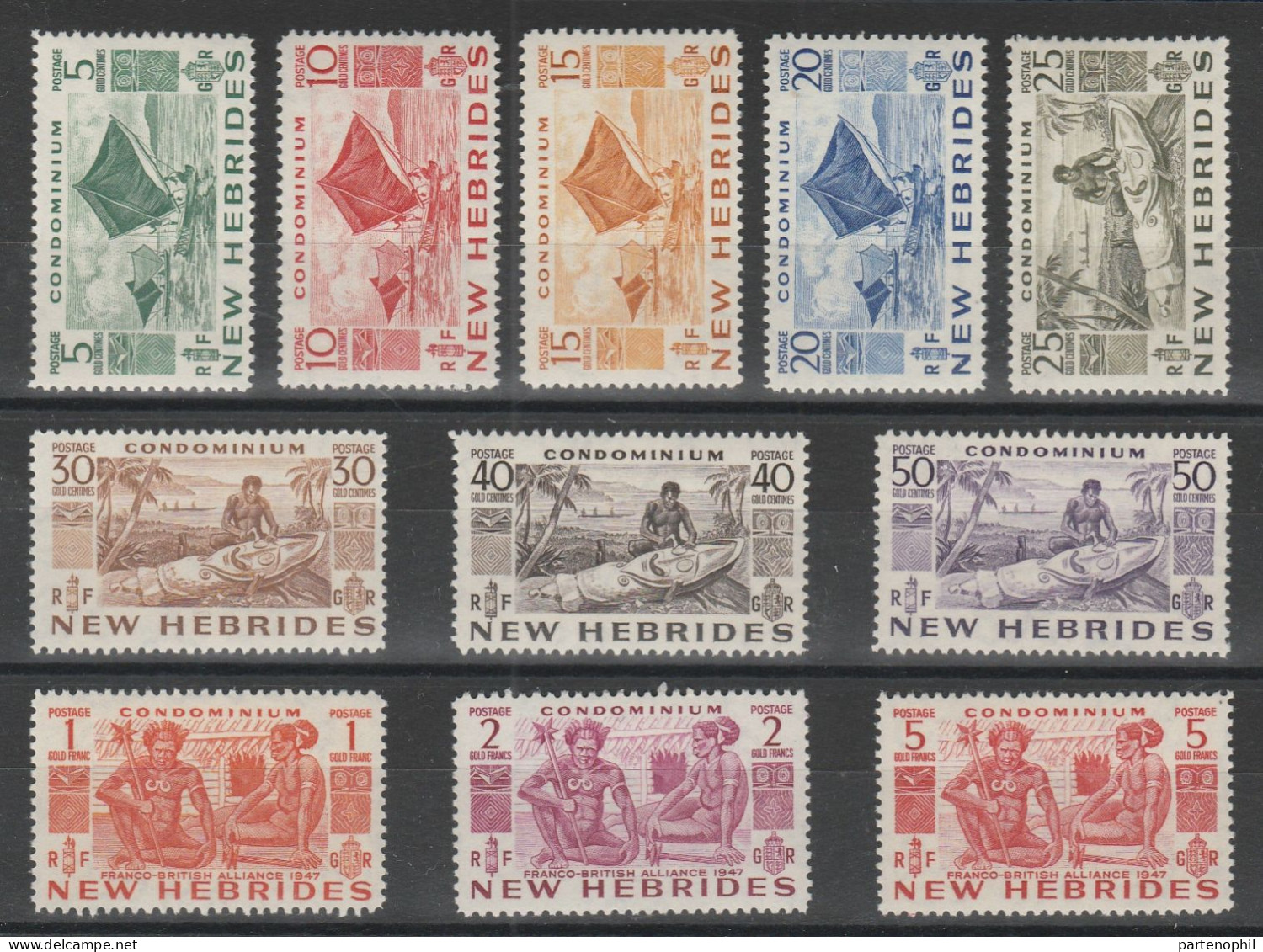 604 Nuove Ebridi  1925-57 - Definitive “New Hebrides” 3 Serie N. 91/95+155/65+186/96 - MH - Collections, Lots & Series
