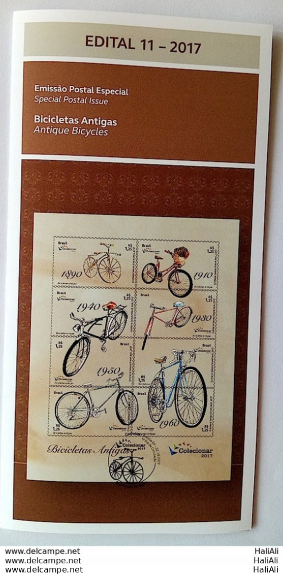 Brochure Brazil Edital 2017 11 Antique Bicycles Without Stamp - Lettres & Documents