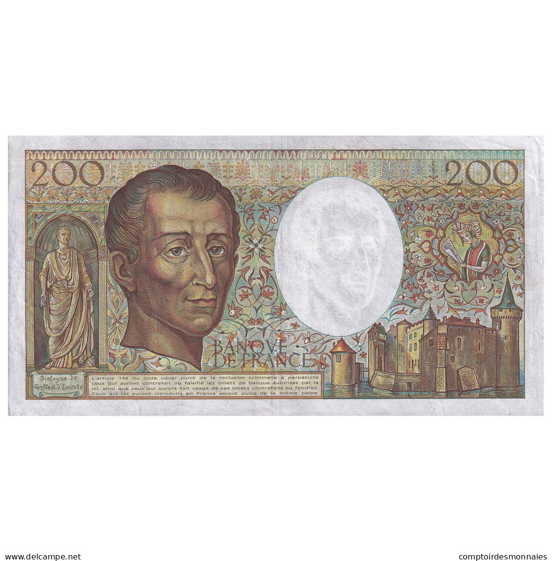 France, 200 Francs, Montesquieu, 1987, N.054, TTB+, Fayette:70.07, KM:155b - 200 F 1981-1994 ''Montesquieu''