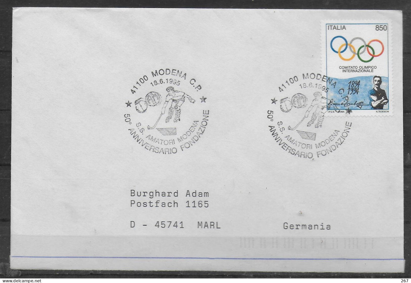 ITALIE Lettre1995 Modena Hockey Sur Glace - Hockey (Veld)