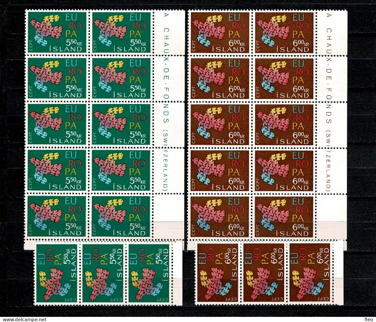 ISLAND Mi 354-355 EUROPA 1961 13 X Serie Europa : ISLAND TIMBRES** - 1961